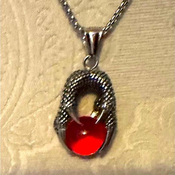 Necklace 24” with talons holding a glass ball. No stamp or signature. - Picture 1 of 4